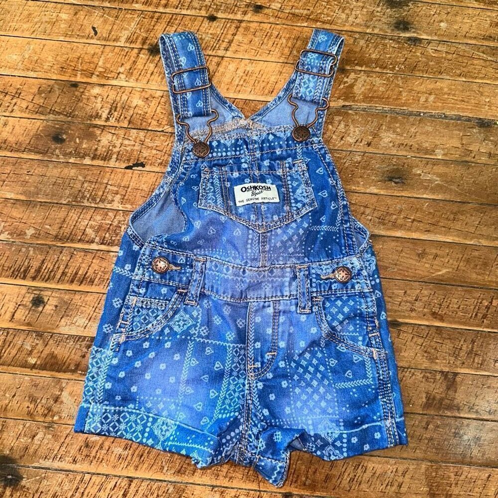 Oshkosh B’gosh blue patchwork farmer 6 month overalls